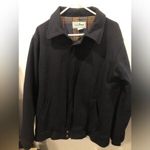 Vintage L.L. Bean Black Wool Bomber Jacket